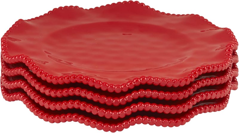 Certified International أطباق سلطة وحلويات ميلامين بيرليت الحمراء المعتمدة 9 بوصة مجموعة من 4 - Image 2