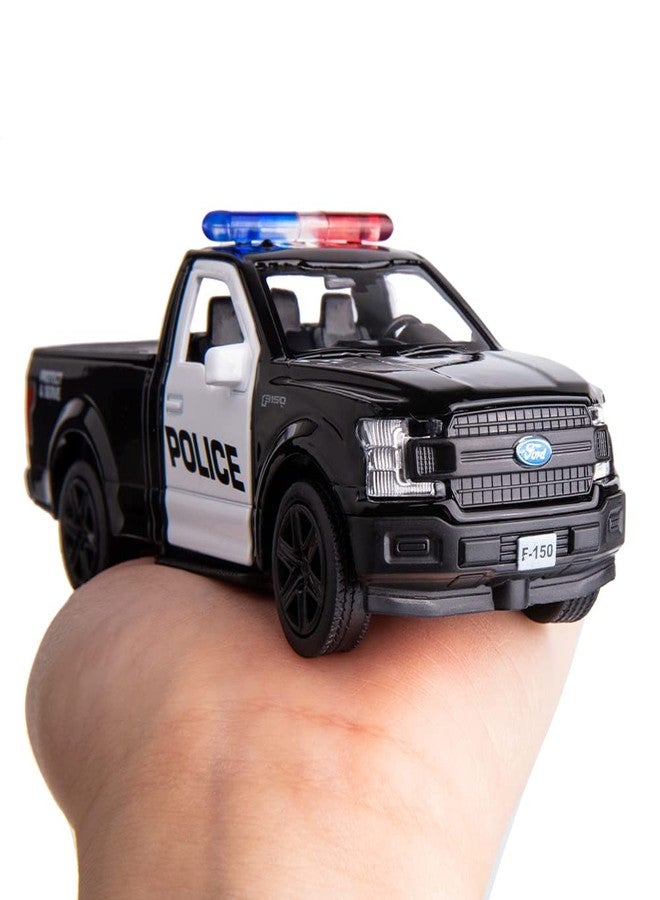 BDTCTK سيارة شرطة فورد F150 بيك أب موديل BDTCTK بمقياس 1/36، مصنوعة من سبائك الزنك المصبوبة، تعمل بنظام السحب للخلف، ألعاب أطفال للأولاد والبنات (أسود) - Image 5
