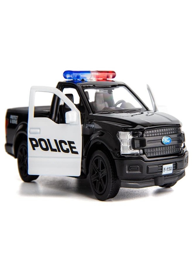 BDTCTK سيارة شرطة فورد F150 بيك أب موديل BDTCTK بمقياس 1/36، مصنوعة من سبائك الزنك المصبوبة، تعمل بنظام السحب للخلف، ألعاب أطفال للأولاد والبنات (أسود) - Image 1