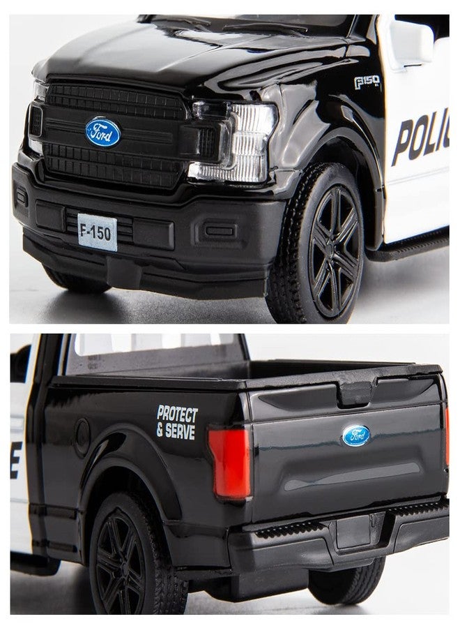 BDTCTK سيارة شرطة فورد F150 بيك أب موديل BDTCTK بمقياس 1/36، مصنوعة من سبائك الزنك المصبوبة، تعمل بنظام السحب للخلف، ألعاب أطفال للأولاد والبنات (أسود) - Image 3