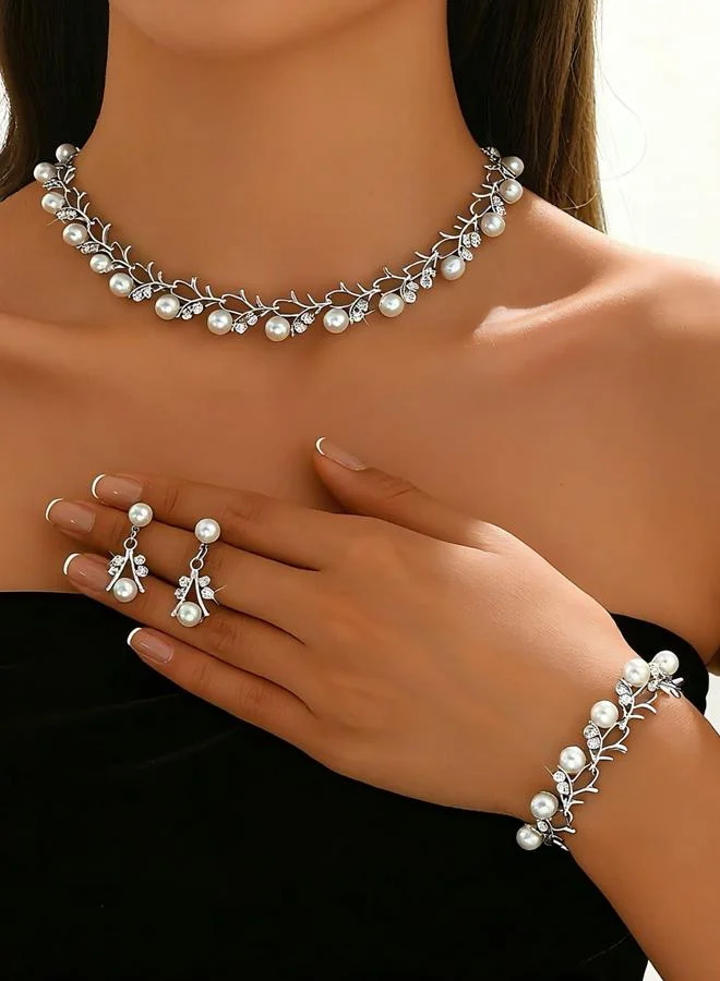 Take Two 3-Piece Embellished Faux Pearl Necklace, Bracelet and Earrings Jewelry Set