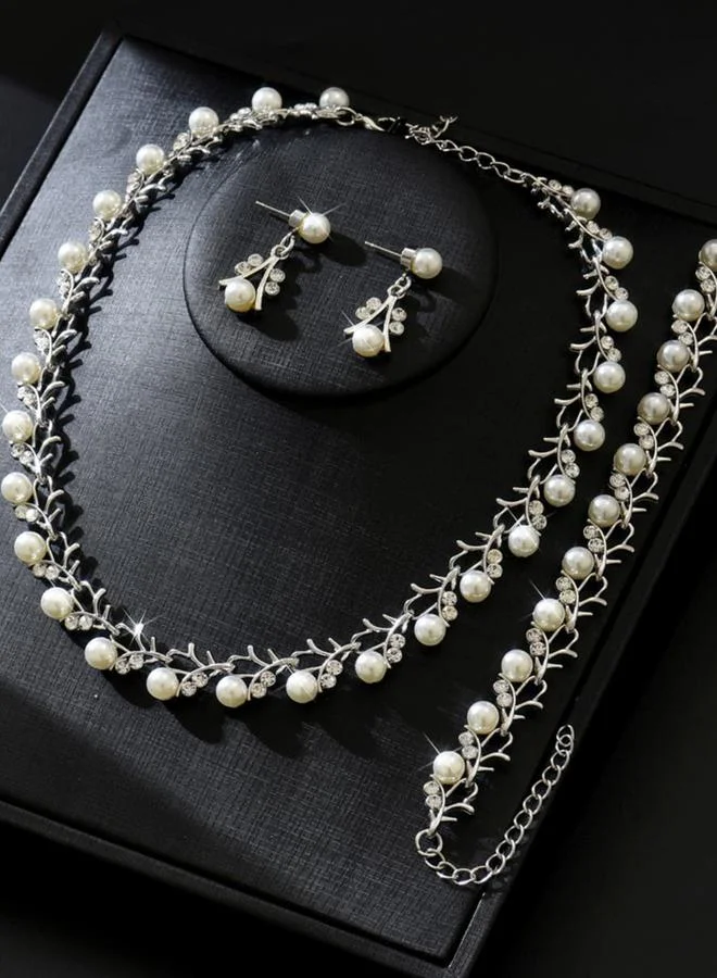 Take Two 3-Piece Embellished Faux Pearl Necklace, Bracelet and Earrings Jewelry Set