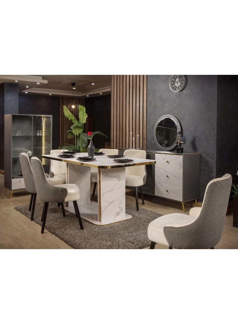 سفرة رخامية مودرن – ترابيزة مع 6 كراسي فاخرة - Image 1