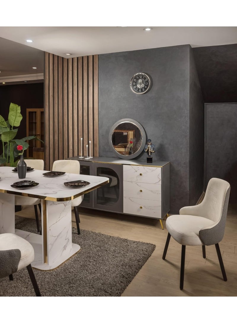 سفرة رخامية مودرن – ترابيزة مع 6 كراسي فاخرة - Image 2