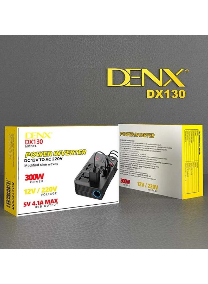 Denx DX130 Car Power Inverter 300 W – 12 V to 220 V with Digital Display & 4 USB Ports - Image 5
