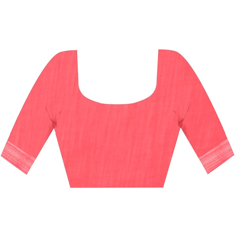 Sidhidata ساري سيدي داتا النسائي من القطن والكتان بطبعة زهور مع قطعة بلوزة غير مخيطة - Image 5