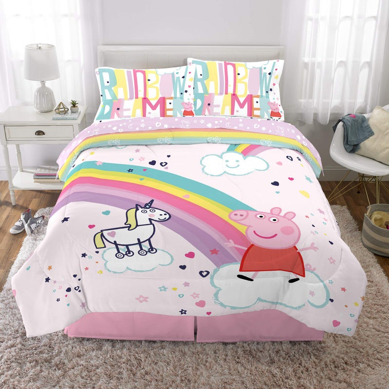 Franco Kids Bedding Super Soft Comforter and Sheet Set, 5 Piece Full Size, Peppa Pig - Image 4