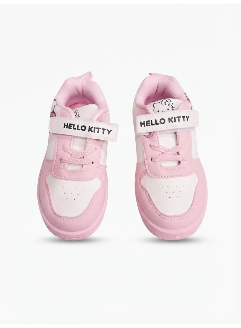 Hello Kitty Hello Kitty Girls' Sneakers with Hook and Loop Strap - Pink and White