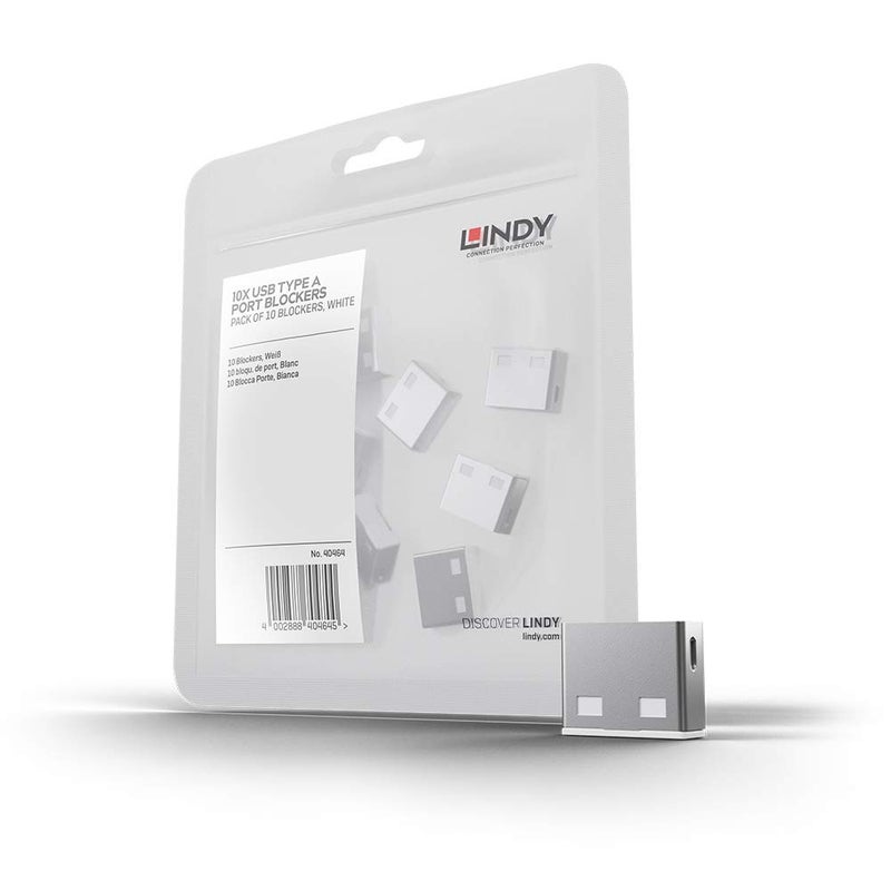 Lindy USB Port Blocker - Pack of 10 - White 40464 - Image 1