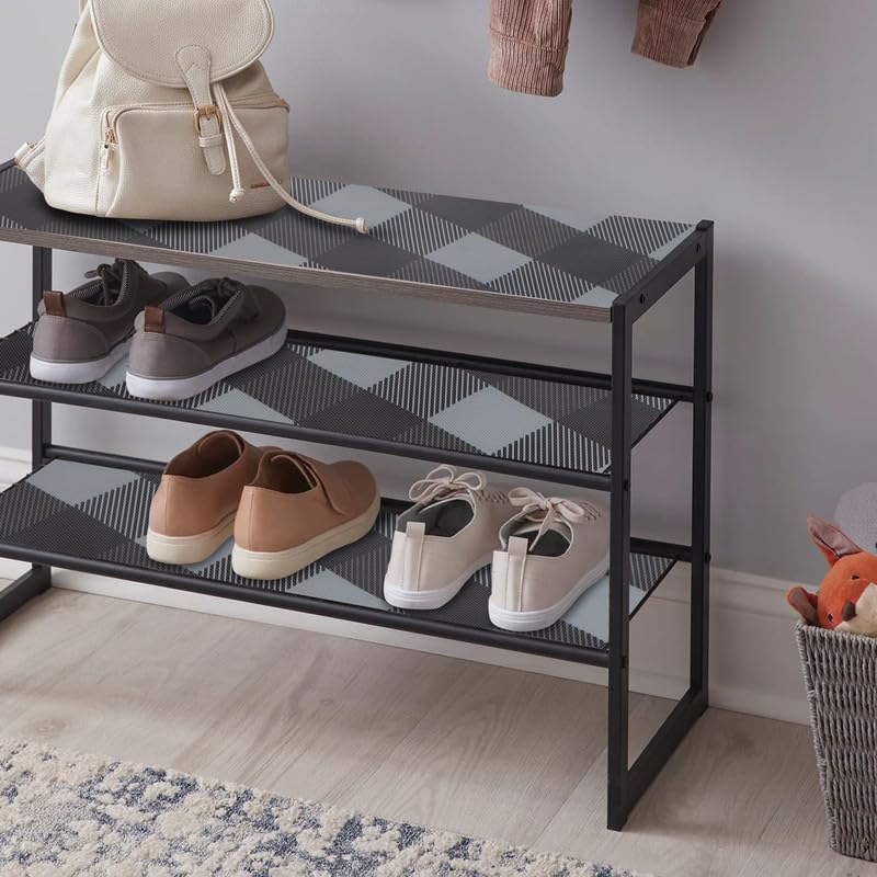 STYEVA Printed Anti-Slip Shelf Liner Mat Sheet for Drawers, Shelves, Tables, Cupboards, Fridge, Kitchen, Home, and Office - 45 CM X 5 M (Grey Check) - Image 3