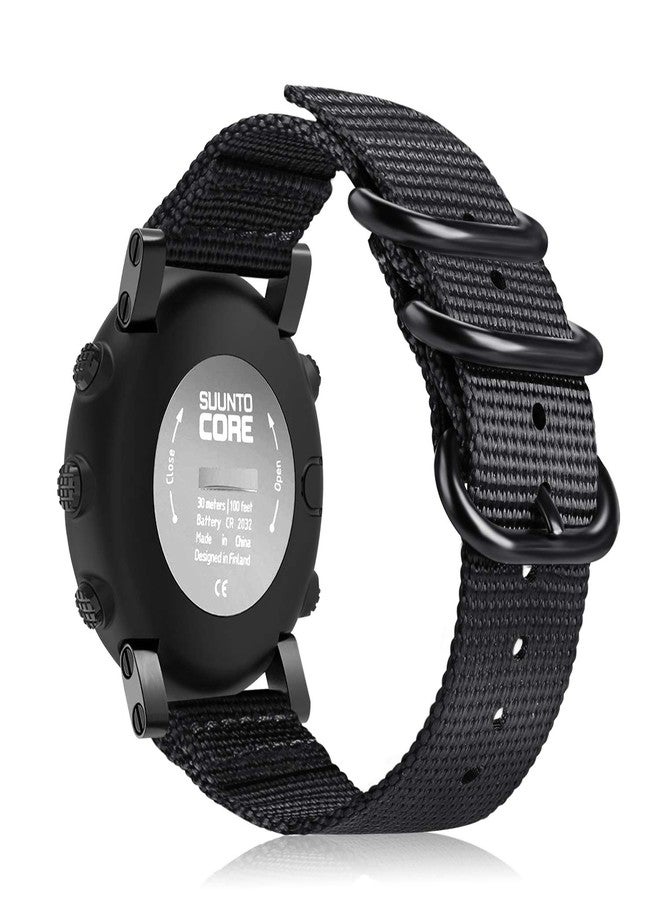 FINTIE Watch Band Compatible with Suunto Core, Premium Woven Nylon Replacement Sport Strap with Metal Buckle Compatible with Suunto Core Smart Watch (Black) - Image 1