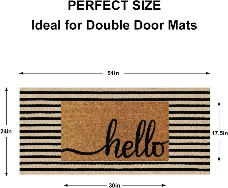 Sungea Outdoor Rug Fall Front Door Mat 2'x4.3', Cotton Indoor Doormat Washable Black and Tan Striped Rug, Stain Resistant Reversible Layered Door Mats for Entryway/Farmhouse/Home Entrance - Image 2