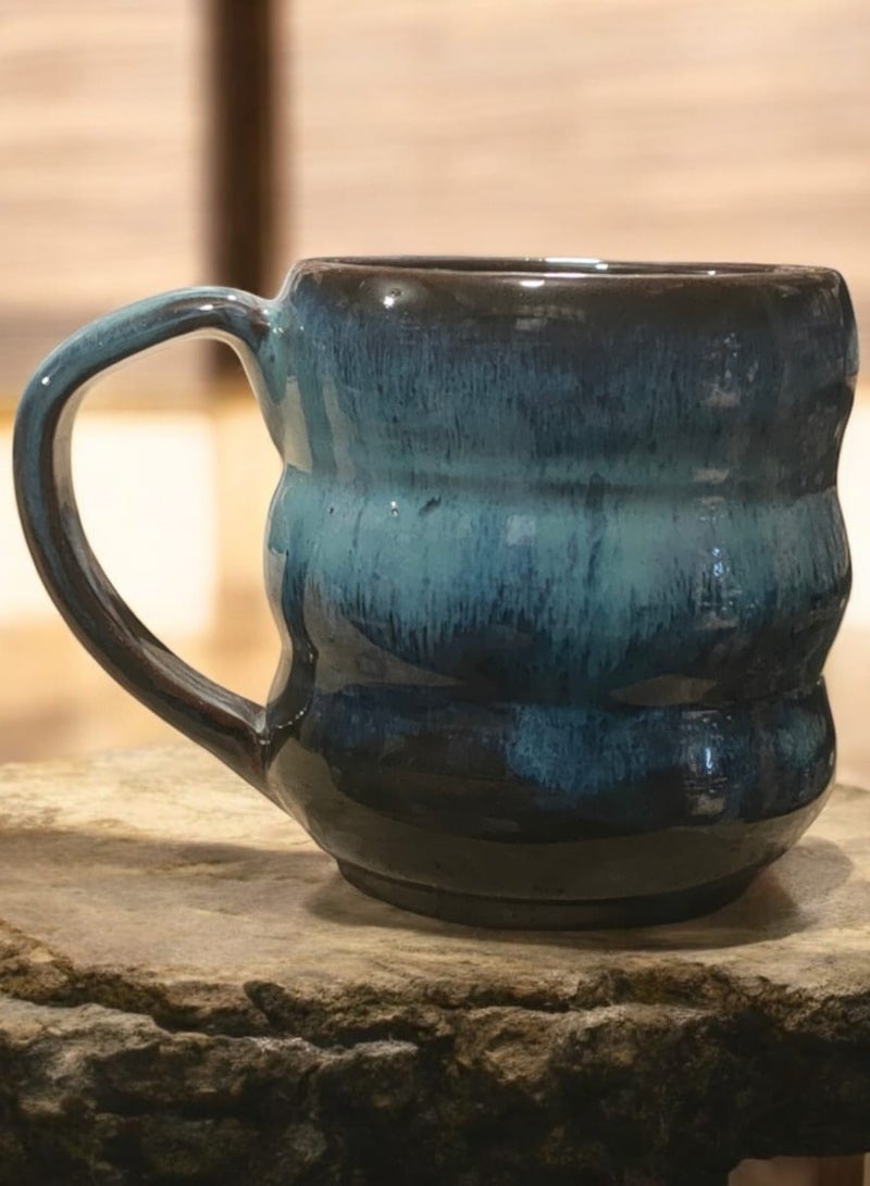 color zone pottery 300ml ceramic and earthenware mug, each piece is unique, microwave safe  - Image 1