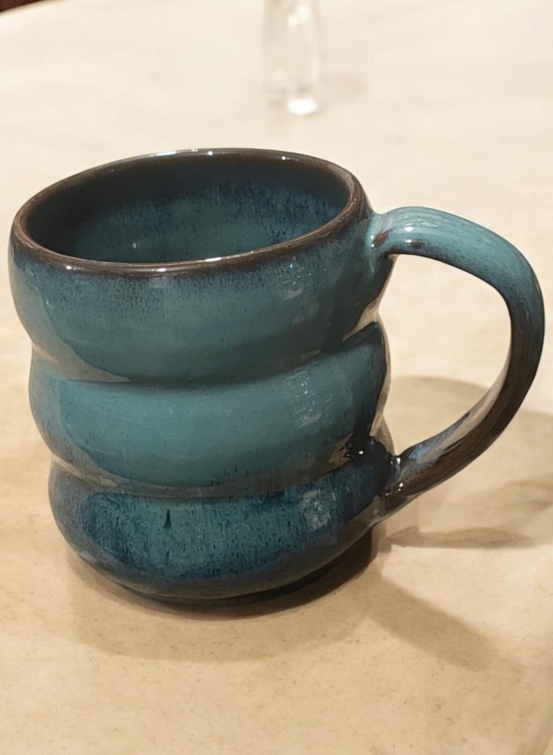 color zone pottery 300ml ceramic and earthenware mug, each piece is unique, microwave safe  - Image 3