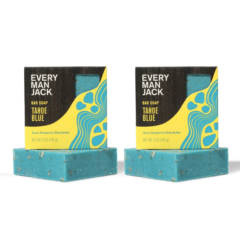 Every Man Jack Cold Plunge Mens Bar Soap - Tahoe Blue Scent with notes of Bergamot, Lemon, Freshwater Mist - Deeply Cleans, Hydrates with Naturally Derived Ingredients and Medium Grit - 5oz (2 Pack) - Image 1