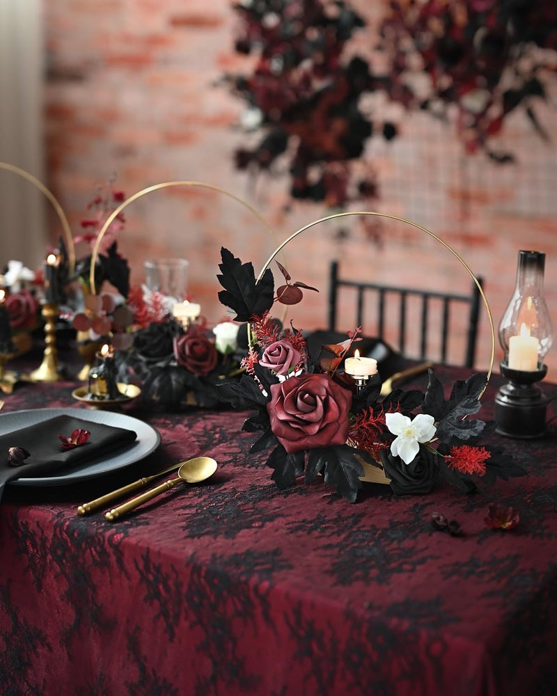 Ling's moment Ling's Moment MOODY BURGUNDY & BLACK Artificial Flowers and Greenery Grand Combo Box Set  Goth Fake Flower for DIY Wedding Bridal Bouquet  Centerpieces Decor  Floral Arrangement Decor  etc.  - Image 4