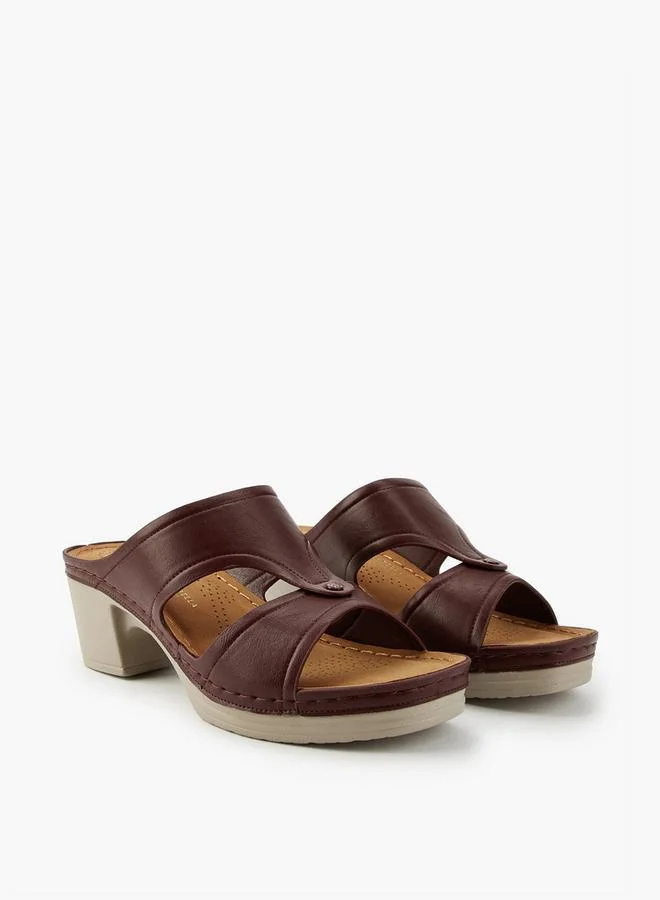Solid Slip-On Sandals with Block Heels