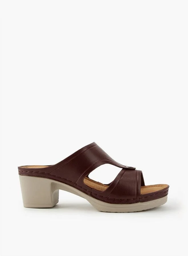 Solid Slip-On Sandals with Block Heels