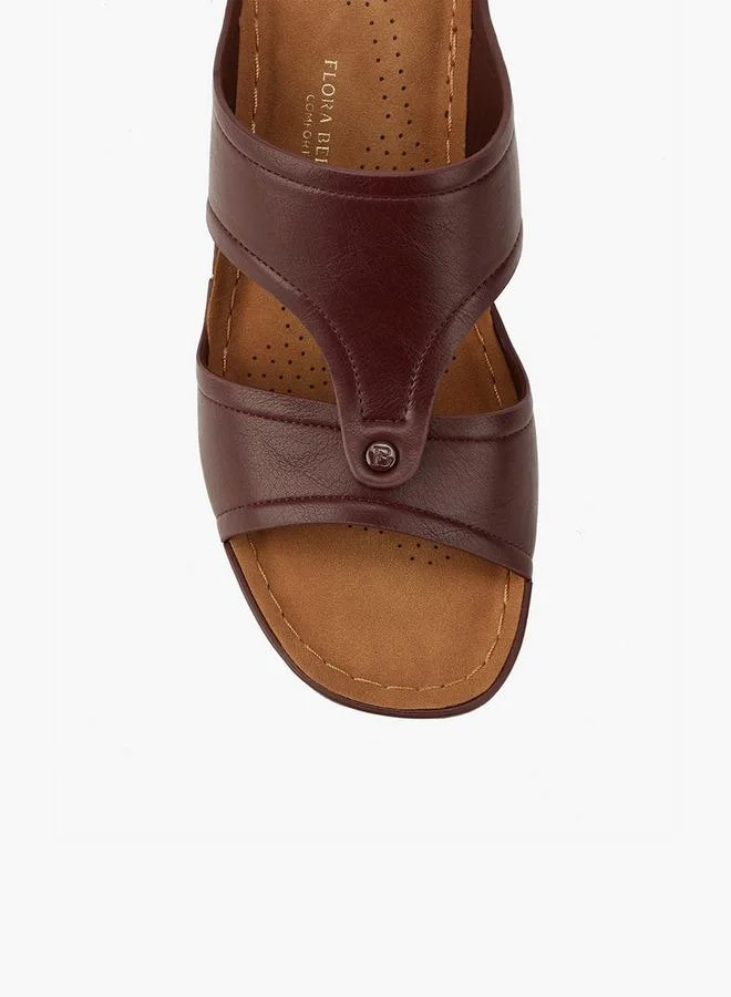 Flora Bella By Shoexpress BURGUNDY Flora Bella Solid Slip-On Sandals With Block Heels for Women | Best Price UAE