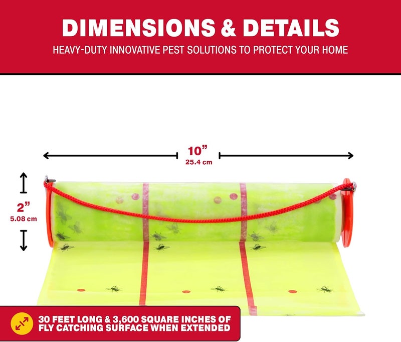 Catchmaster Giant Fly Glue Trap 3-Pack 30 Feet Each, Adhesive Fly Traps Outdoor, Sticky Bug Catcher, Bulk Flying Insect Paper Roll, Pet Safe Pest Control for Garage, Barn, Greenhouse & Garbage Room - Image 4