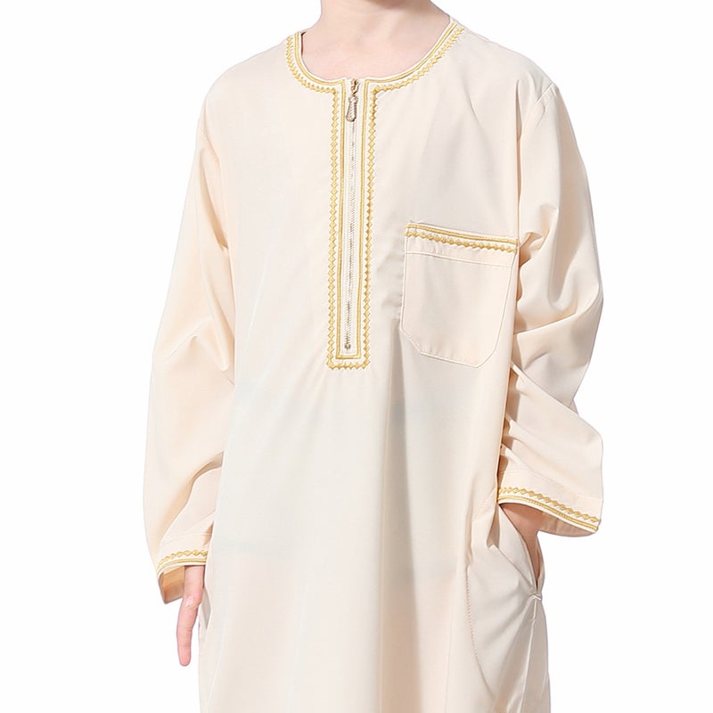 كورتا عرقية طويلة للأطفال بأزرار سحاب مطرزة TH875 - Image 5