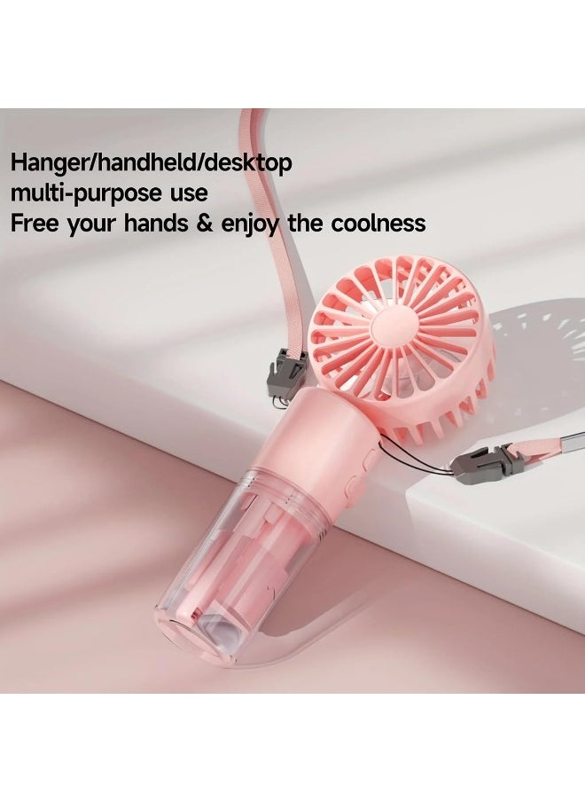 SAFENHAND Portable Handheld Misting Fan, 4-Speed Settings, Water Spray Feature, Desk and Neck Design