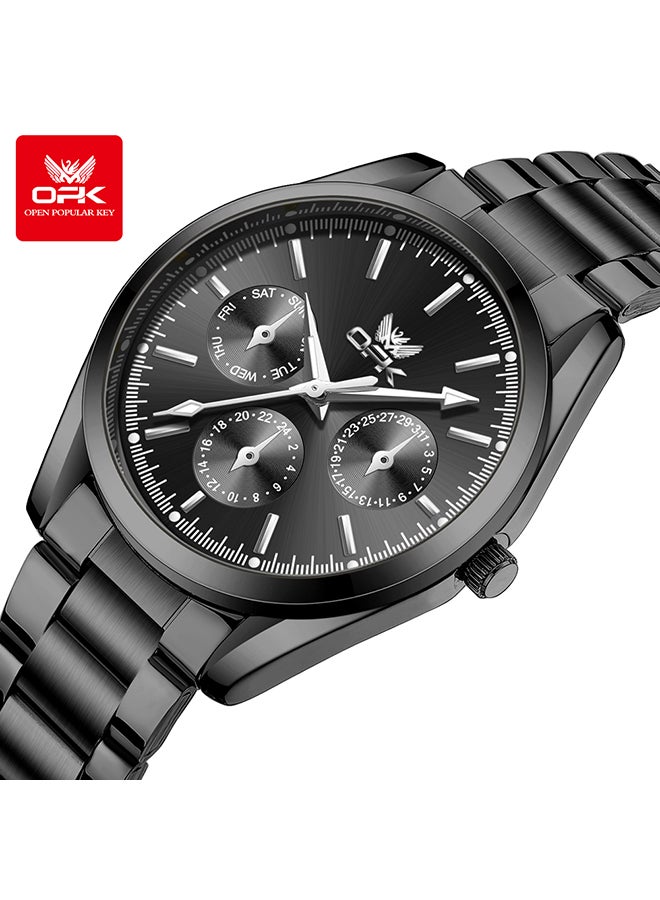 OPK Watches, Fashionable and Casual Men's Watch, Luminous Waterproof Quartz Watch, Men's Watch, 6024, All-Black Dial - Image 1