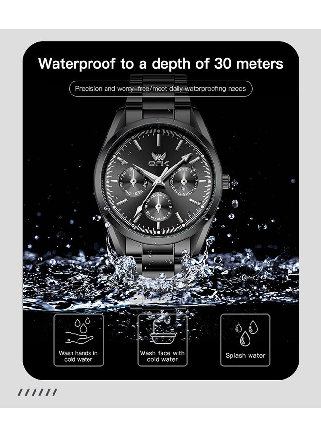 OPK Watches, Fashionable and Casual Men's Watch, Luminous Waterproof Quartz Watch, Men's Watch, 6024, All-Black Dial - Image 5