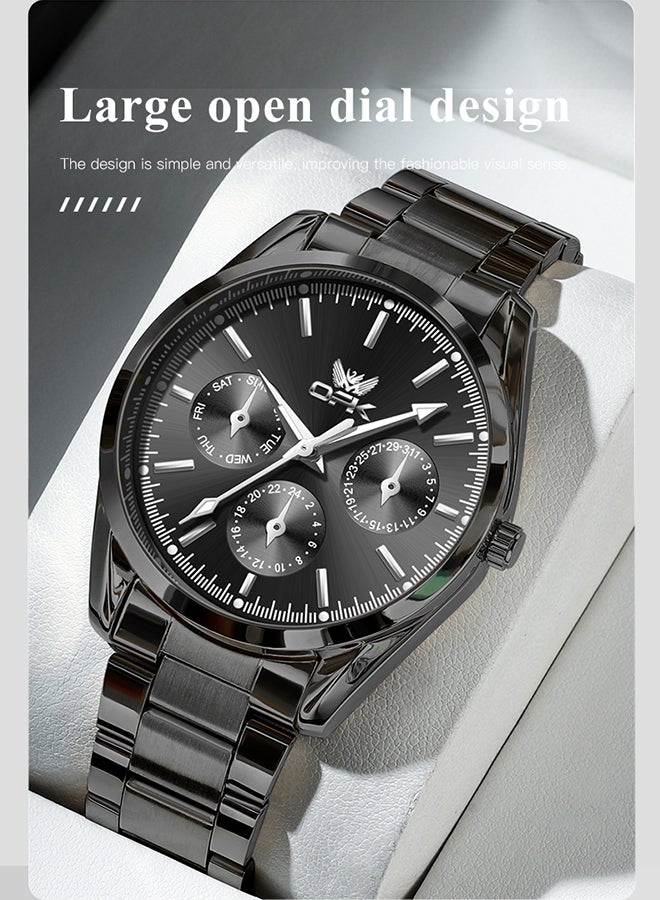 OPK Watches, Fashionable and Casual Men's Watch, Luminous Waterproof Quartz Watch, Men's Watch, 6024, All-Black Dial - Image 2