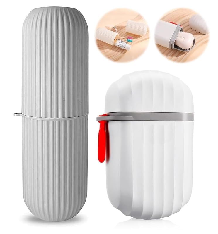 Anshri Plastic Travel Soap Box With Toothbrush Case, Durable Waterproof Lid, Portable Toothpaste Holder for Bathroom, Camp, Outdoor - Image 1