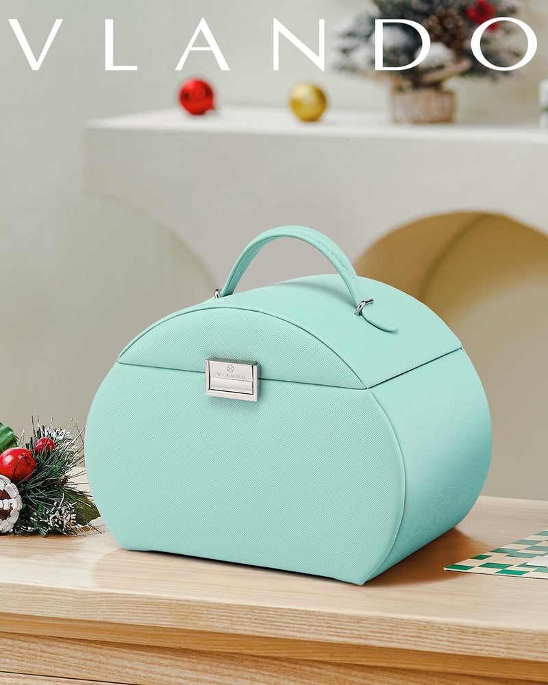 Vlando Princess Style Jewelry Box for Girls Jewelry Box Girls 12-14 3-Layer Kids Jewelry Box with Mirror Little Girls Jewelry Box 8-12 Christmas Gift for Teens Girls (Mint Green) - Image 2