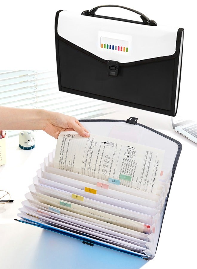 Generic Expandable Folder A4 Paper Storage Accordion Bag With Handle Snap on Handbag Office Accessories File Organizer For School Office Home 33cmx24cm  - Image 1
