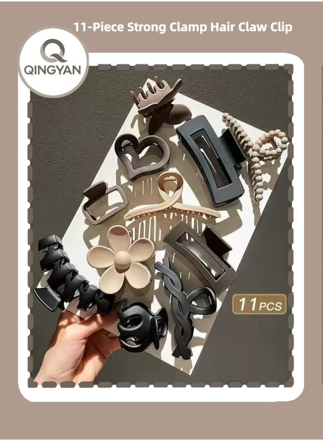 QINGYAN 11-Piece Strong Clamp Hair Claw Clip for Women Thin Thick Long Hair Curls - Image 1