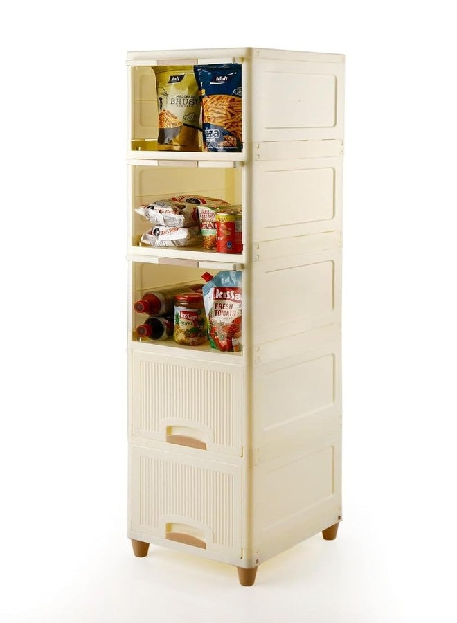 REKIRO Plastic Multi-Purpose Organizer Modular Storage Box for Clothes, Kitchen, Bedroom & Living Room | Stackable Rack, Space-Saving Wardrobe Cabinet Wardrobe for Cloth 4 Layer - Image 4