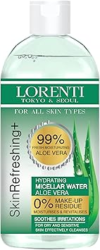 LORENTI ماء ميسيلار لورينتي لإزالة مكياج الوجه المقاوم للماء 0 بقايا مكياج أي نوع بشرة 135 أونصة سائلة 400 مل صبار - Image 1