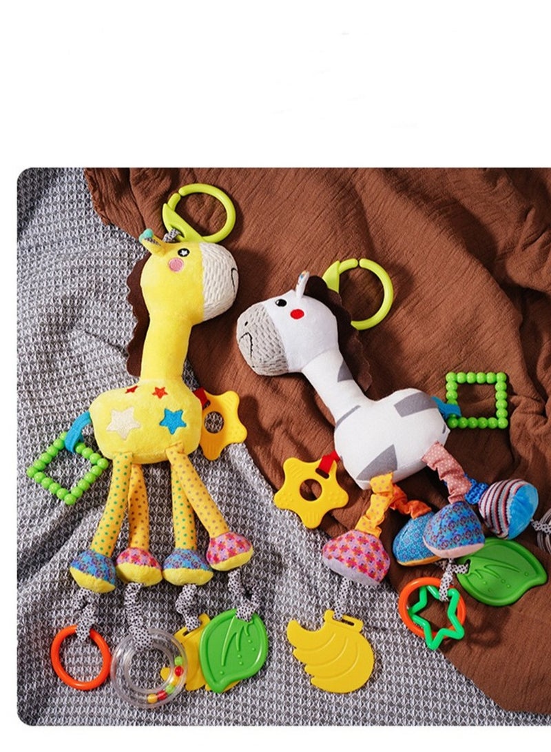 Car Seat Toys, Hanging Baby Stroller Toys, Baby Rattles 0-12 Months for Baby Stroller Colorful Animal Bell Rattle for Infants Sensory Soft Baby Musical Toys for Newborn Boys Girls Gifts（White)）  - Image 2