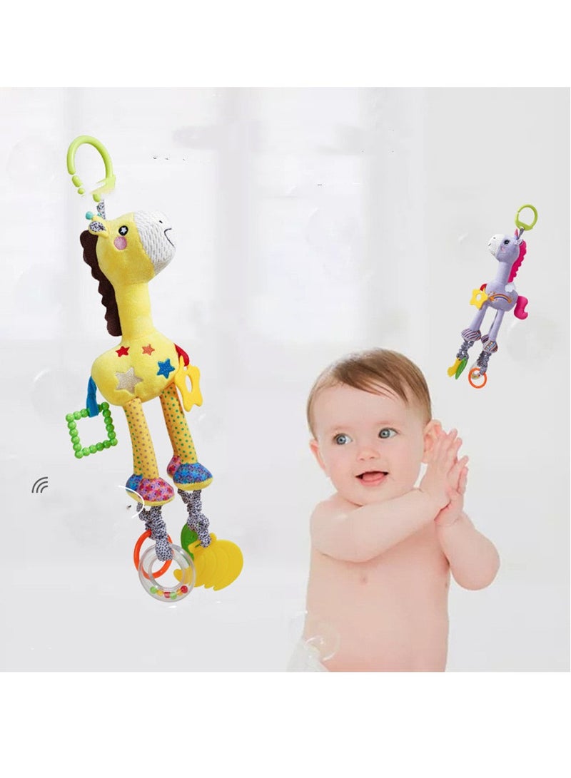 Car Seat Toys, Hanging Baby Stroller Toys, Baby Rattles 0-12 Months for Baby Stroller Colorful Animal Bell Rattle for Infants Sensory Soft Baby Musical Toys for Newborn Boys Girls Gifts（White)）  - Image 4