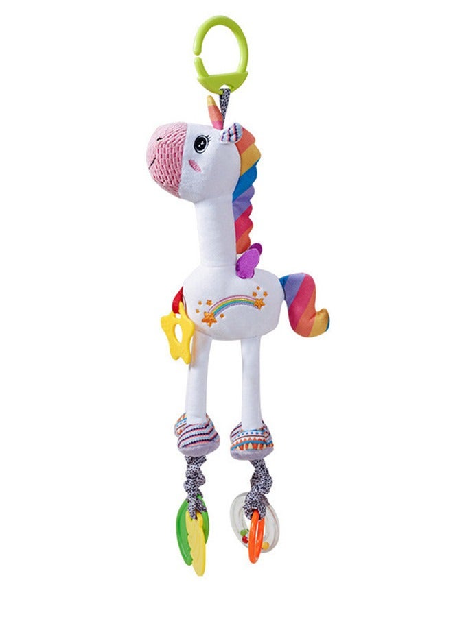 Car Seat Toys, Hanging Baby Stroller Toys, Baby Rattles 0-12 Months for Baby Stroller Colorful Animal Bell Rattle for Infants Sensory Soft Baby Musical Toys for Newborn Boys Girls Gifts（White)）  - Image 1