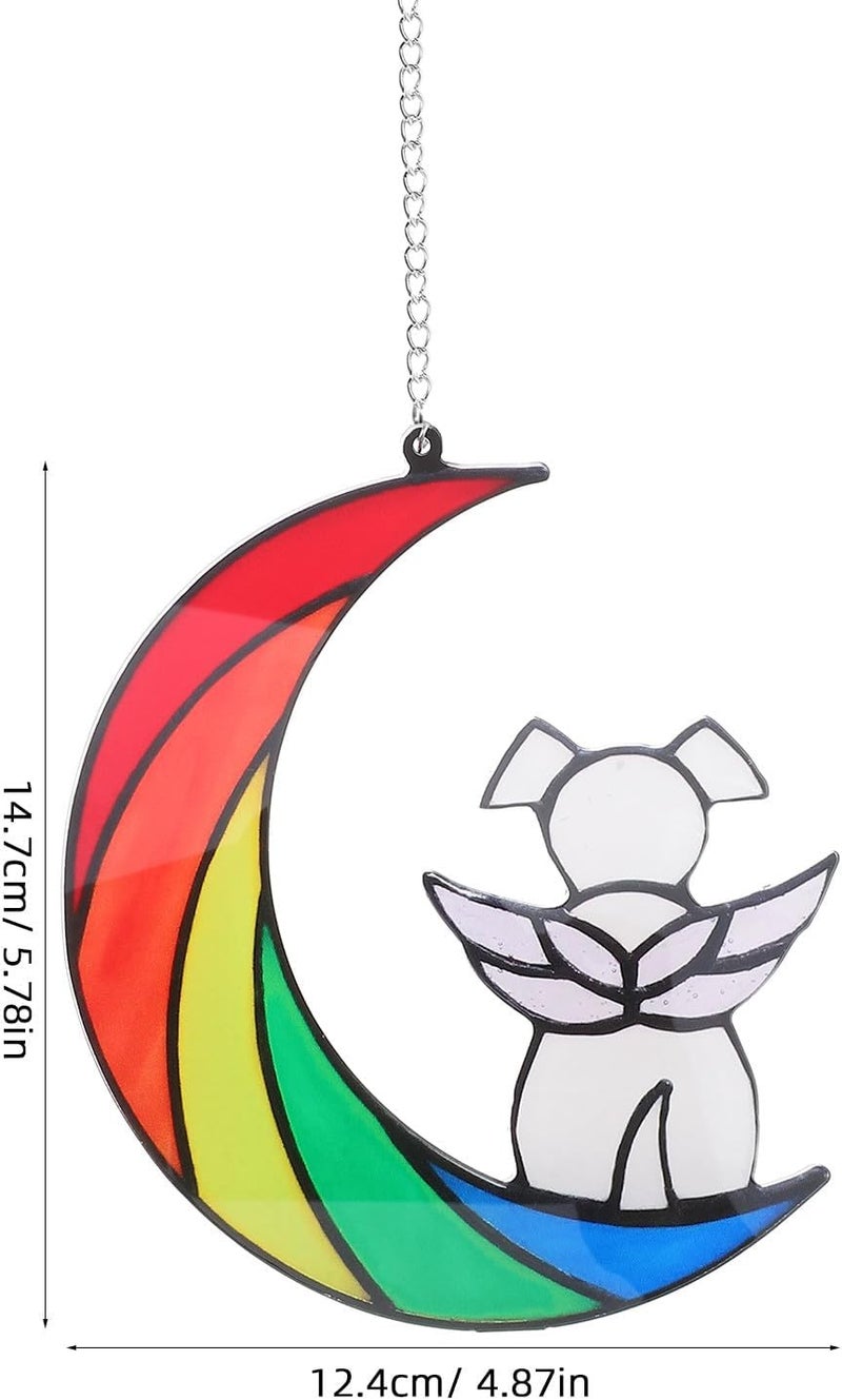 Acrylic Dog Memorial Hanging Ornament Moon Shape Pendant Home Decor Window Suncatcher Sympathy Gift for Pet Loss - Image 2