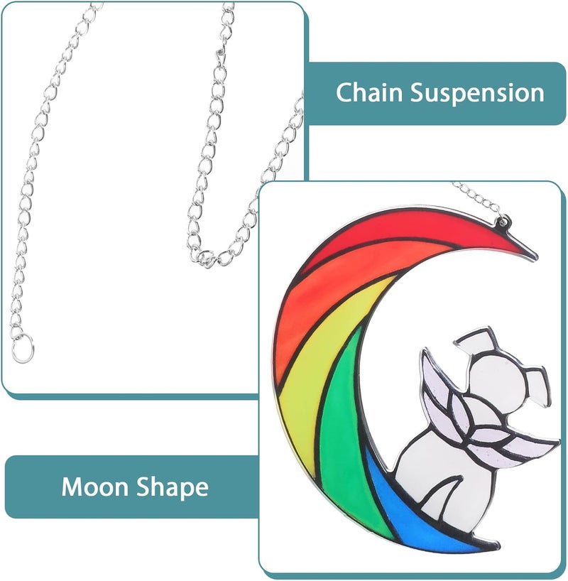 Acrylic Dog Memorial Hanging Ornament Moon Shape Pendant Home Decor Window Suncatcher Sympathy Gift for Pet Loss - Image 3