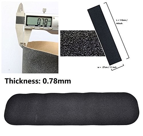 ZUEXT ZUEXT 10.6" x 43.3" Black Skateboard Grip Tape Sheet, Bubble Free Waterproof Black Scooter Grip Tape, Longboard Griptape, Sandpaper for Rollerboard Stairs Pedal Wheelchair Steps (110x27cm)  - Image 2