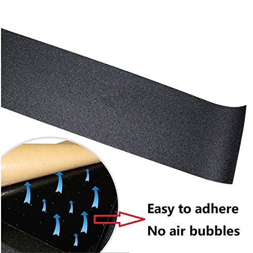 ZUEXT ZUEXT 10.6" x 43.3" Black Skateboard Grip Tape Sheet, Bubble Free Waterproof Black Scooter Grip Tape, Longboard Griptape, Sandpaper for Rollerboard Stairs Pedal Wheelchair Steps (110x27cm)  - Image 3