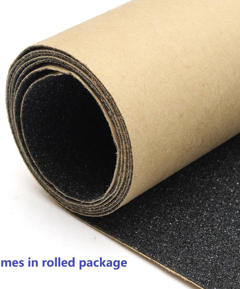 ZUEXT ZUEXT 10.6" x 43.3" Black Skateboard Grip Tape Sheet, Bubble Free Waterproof Black Scooter Grip Tape, Longboard Griptape, Sandpaper for Rollerboard Stairs Pedal Wheelchair Steps (110x27cm)  - Image 4