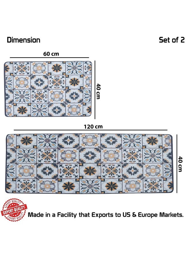 Home-Cloud حصائر مطبخ مطاطية HomeCloud للأرضية مجموعة من 2 قطعة | غير قابلة للانزلاق، سجادات ناعمة ماصة للماء للمطبخ، وغسيل الملابس، والممرات | 118x38 سم، 38x58 سم | سمك 4 مم (أصفر لوتس) - Image 4