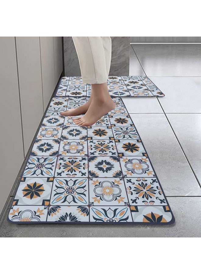 Home-Cloud حصائر مطبخ مطاطية HomeCloud للأرضية مجموعة من 2 قطعة | غير قابلة للانزلاق، سجادات ناعمة ماصة للماء للمطبخ، وغسيل الملابس، والممرات | 118x38 سم، 38x58 سم | سمك 4 مم (أصفر لوتس) - Image 1