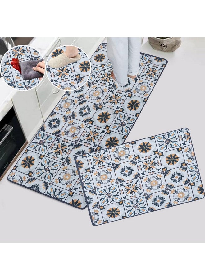 Home-Cloud حصائر مطبخ مطاطية HomeCloud للأرضية مجموعة من 2 قطعة | غير قابلة للانزلاق، سجادات ناعمة ماصة للماء للمطبخ، وغسيل الملابس، والممرات | 118x38 سم، 38x58 سم | سمك 4 مم (أصفر لوتس) - Image 3