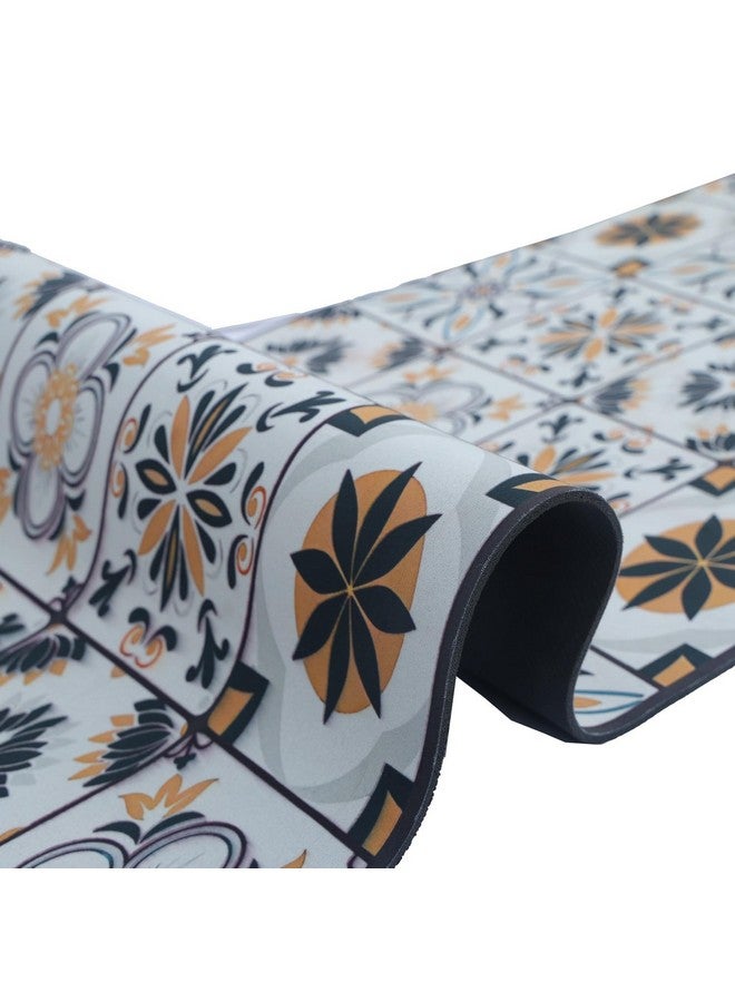 Home-Cloud حصائر مطبخ مطاطية HomeCloud للأرضية مجموعة من 2 قطعة | غير قابلة للانزلاق، سجادات ناعمة ماصة للماء للمطبخ، وغسيل الملابس، والممرات | 118x38 سم، 38x58 سم | سمك 4 مم (أصفر لوتس) - Image 2