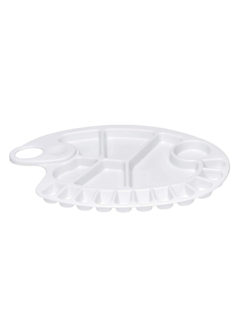 Generic 2 PCS 17 Wells Reusable White PVC Plastic Artist Paint Palette 8 x 11.8 Inch Oval Shaped Panel Painting Pallette Non-Stick Paints Washable with Thumb Hole, Kids or Professional Arts Crafts Painting Supplies  - Image 3