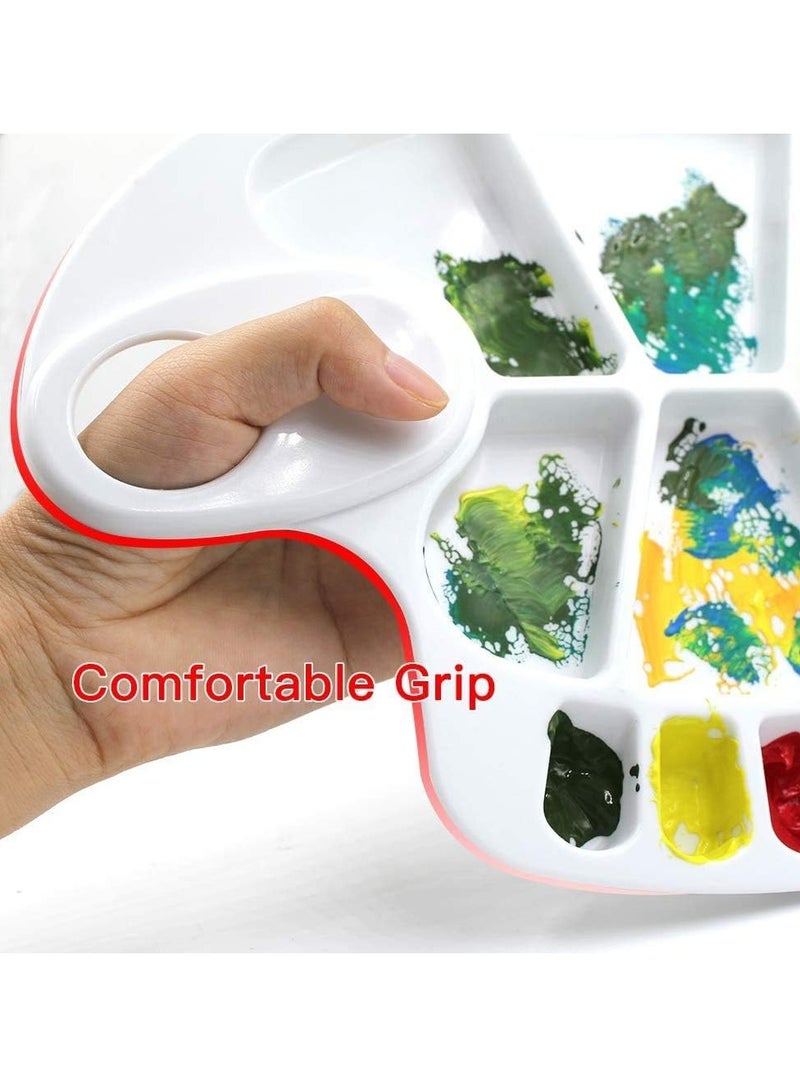 Generic 2 PCS 17 Wells Reusable White PVC Plastic Artist Paint Palette 8 x 11.8 Inch Oval Shaped Panel Painting Pallette Non-Stick Paints Washable with Thumb Hole, Kids or Professional Arts Crafts Painting Supplies  - Image 5