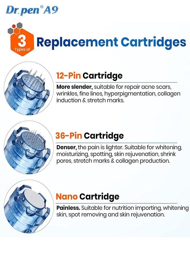 Dr.pen - Dr. Pen A9 Microneedling Pen Wireless  Electric Derma Pen, Microneedling Dermapen with 10 Replacement Cartridges, Adjustable Microneedle Dermapen for Men Women Home Use - Image 1